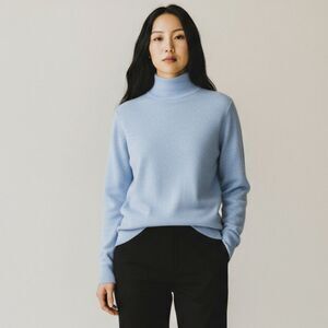 Moth Anthropologie Wool Mock Neck Sweater Pastel Blue Size Large NWT